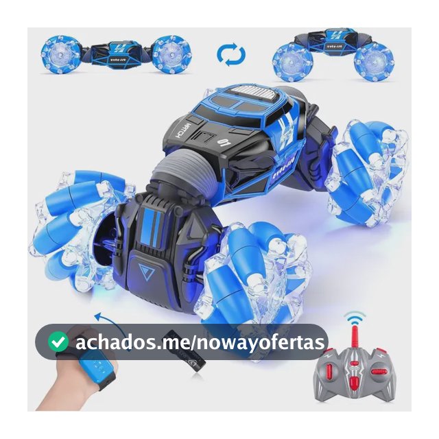 Carrinho Controle Remoto Brinquedo Com Maluco Sensor De Gesto Giro 360 Graus Recarregável Cor Azul 1:16 Zavanese