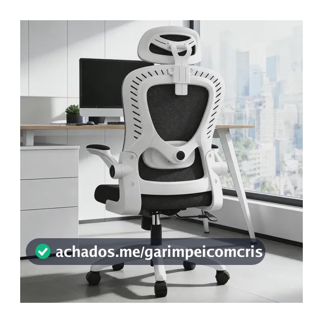 Cadeira Escritório Confortável Ergonômica Giratória Legacy Branco E Preto Algodão