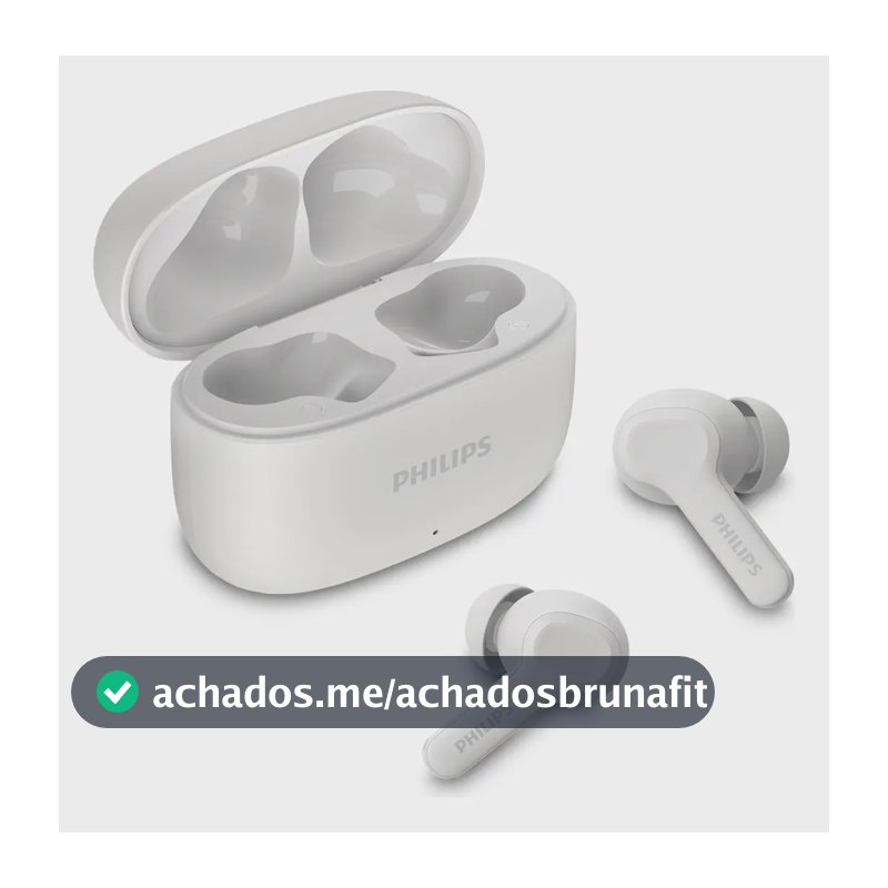 Fone de ouvido sem fio TWS Philips TAT1109WT/00 na cor branca, com bluetooth, microfone, tecnologia IPX4
