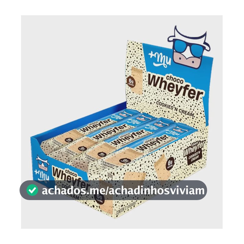 Whey protein +Mu Chocowheyfer Cookies em barra de cereais sabor Biscoitos x 25g 12 un