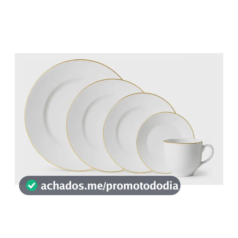 Aparelho de Jantar Catarina Borda Dourada 20 Peças Hauskraft