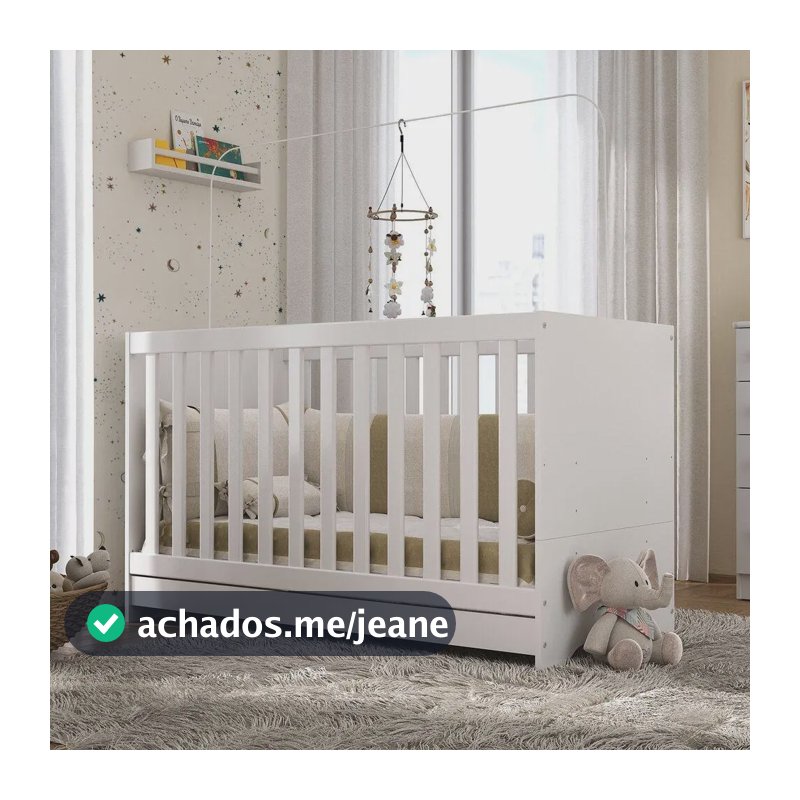 Berço 3 em 1 para Colchão 60 x 130cm vira sofá e minicama 3 anos de garantia Multimóveis Branco
