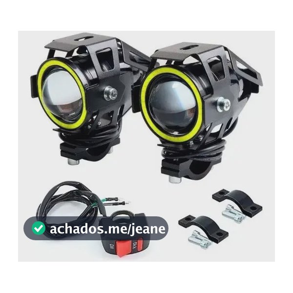 Par Farol Milha Auxiliar U7 Mini Led Moto Angel Eyes Branco