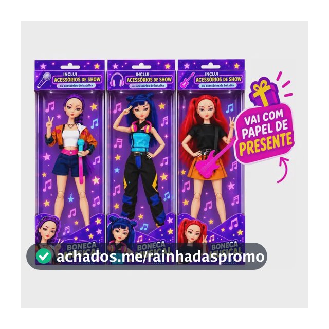 Kit 3 Bonecas Guerreiras Kpop Articuladas Musical Rumi