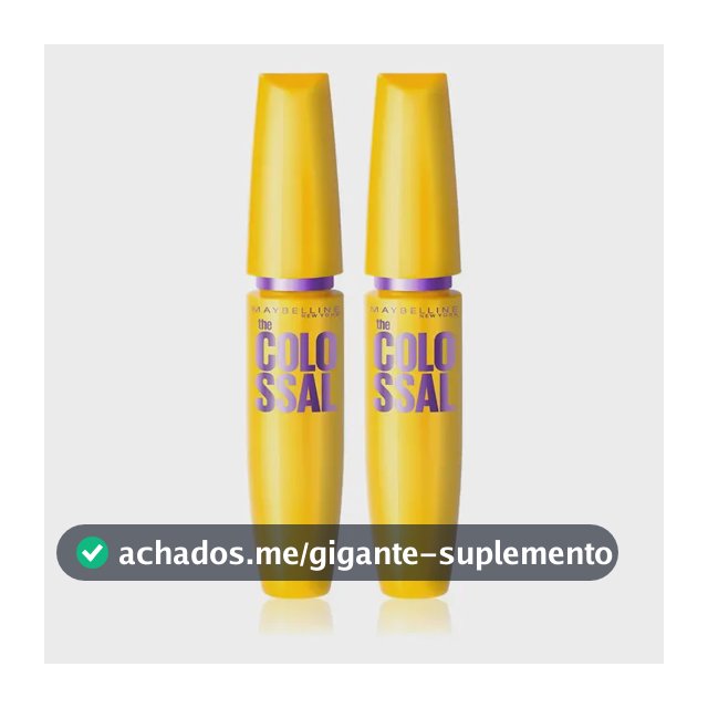 Maybelline NY The Colossal Volum' Express, Kit Máscaras de Cílios, Volume Colossal, Remoção Instantânea com Água, Fórmula com Colágeno, Cor Preto, 2 Unidades