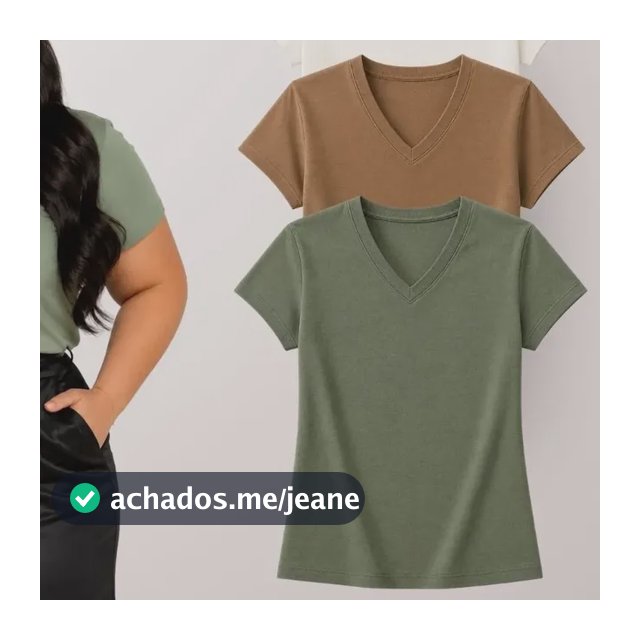 Kit 3 Blusa Feminina Plus Size Gola V Básica Casual