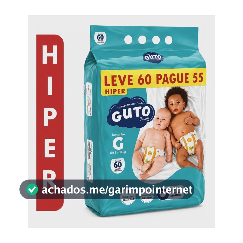 Fralda Infantil Guto Baby Hiper G 60 Unidades