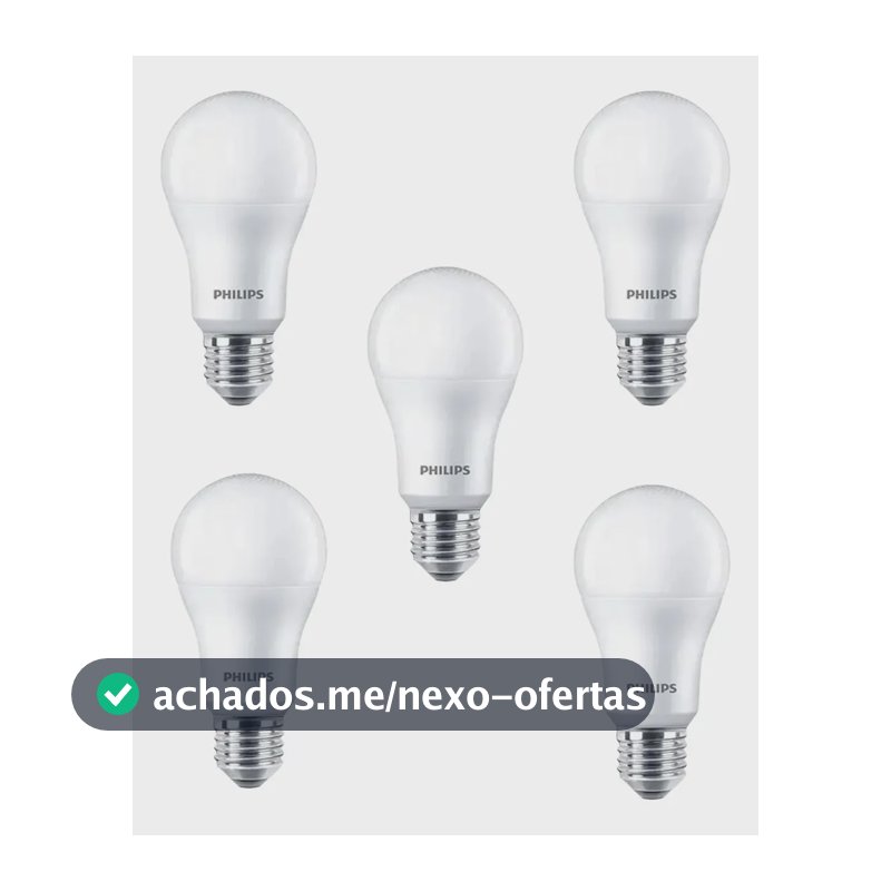 Kit 5 Lâmpadas Led Bulbo Philips A60 9w 3000k 806lm Bivolt Branco-quente 127/220v