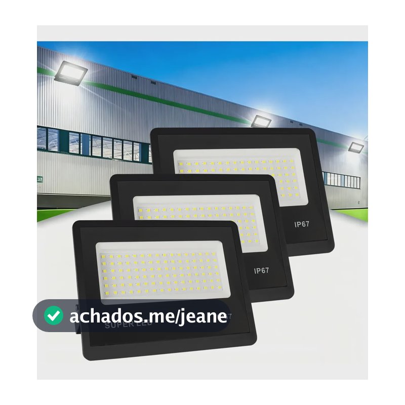 Kit 3 Refletor Led 500w Holofote Ip67 Branco Frio Bivolt 100-265v Preto Branco-frio