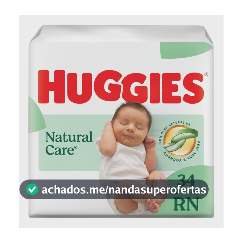 Huggies Fralda Descartável Premium Natural Care RN 34 Unidades