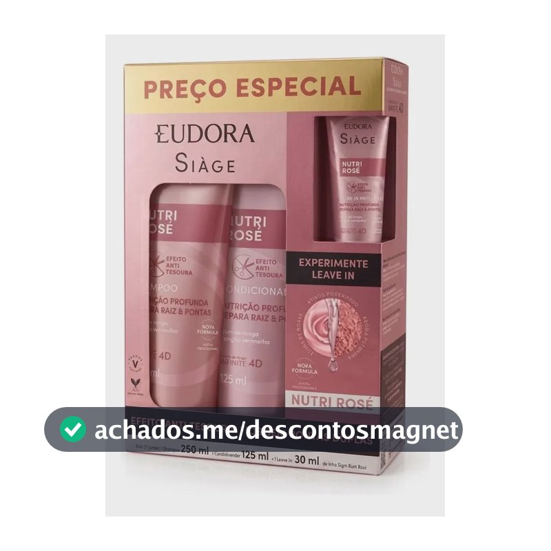 Kit Nutri Rose Shampoo 250ml + Cond 125ml + Leave-in 30ml