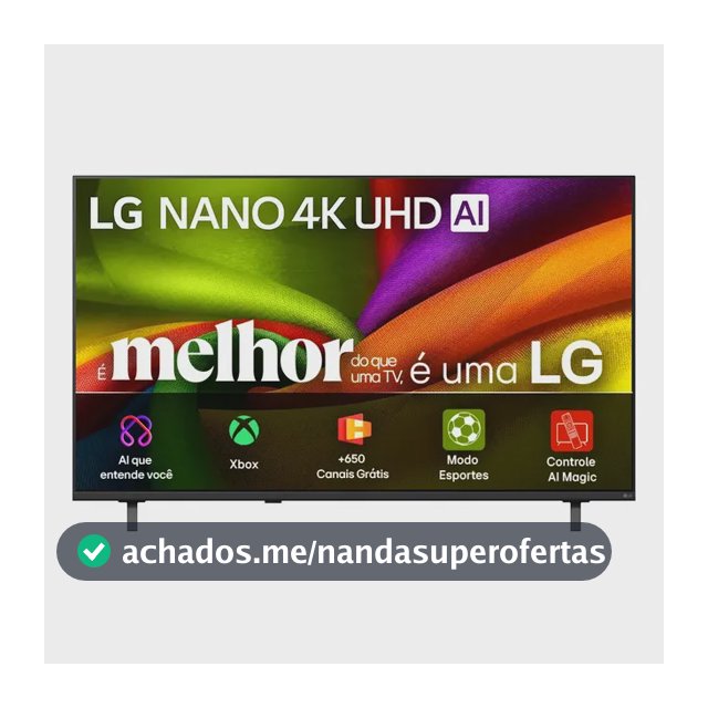 Smart TV 4K 85" LG NANO UHD AI NU855 2026 Processador α7 Ger9 HDR10 Xbox Bluetooth Wi-Fi AI Search Google Gemini webOS 26 - 85NU855BPSA