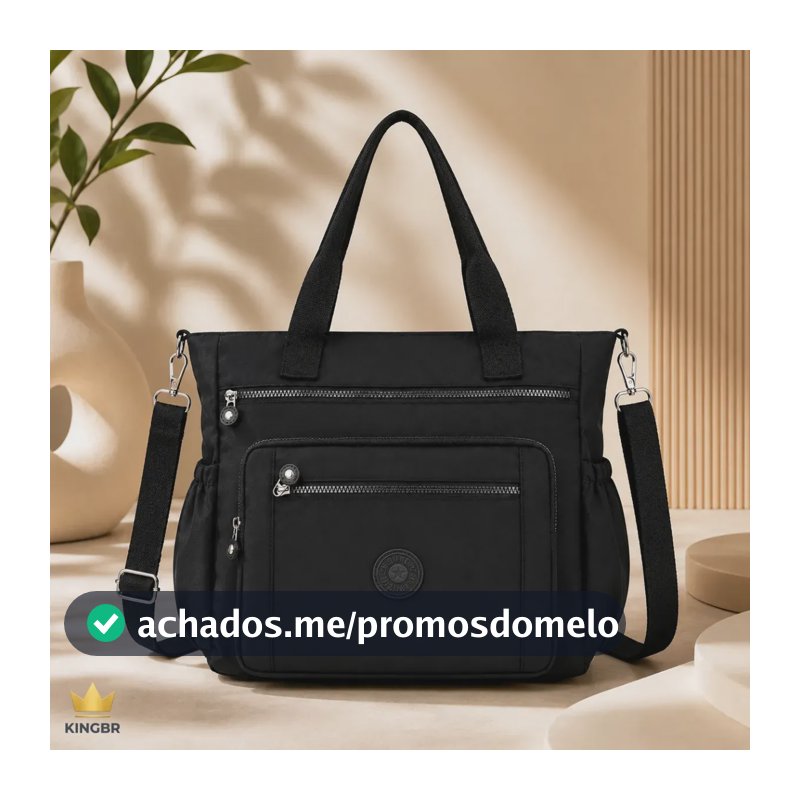 Bolsa Feminina KINGBR Transversal Ombro Casual Nylon Impermeável Grande Moderna Espaçosa Para Trabalho Faculdade Viagem Dia a Dia Com Bolsos e Zíper Reforçado Preta