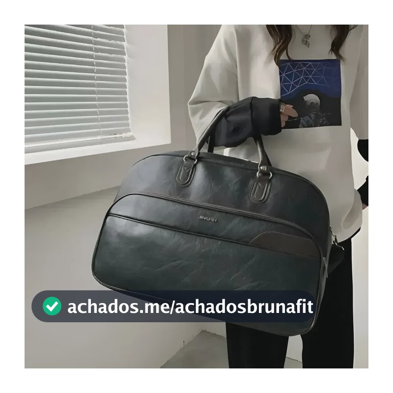 Bolsa Couro Grande De Viagem Mala Mão Resistente Preta Artestore