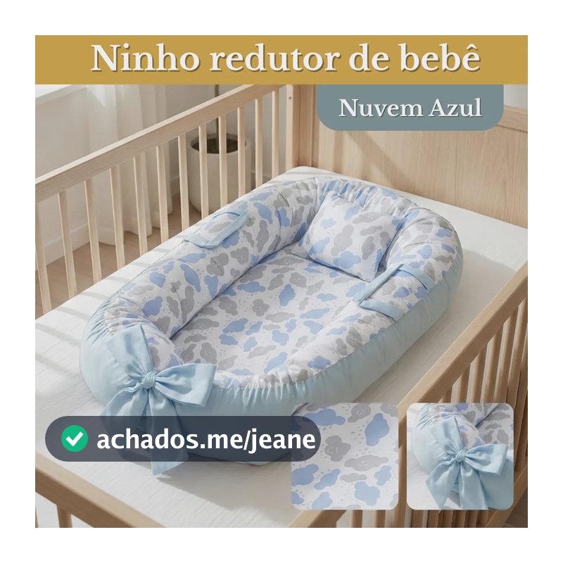 Ninho Redutor Para Bebê Recém-nascido Maternidade Super Macia Conforto E Proteção - Nuvem Azul
