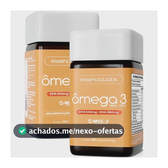 02 POTES do ÔMEGA 3 EPA DHA 1000mg com Selo MEG-3® - 180 Cápsulas Softgel - 100% Puro com Tecnologia Avançada e Alta Absorção