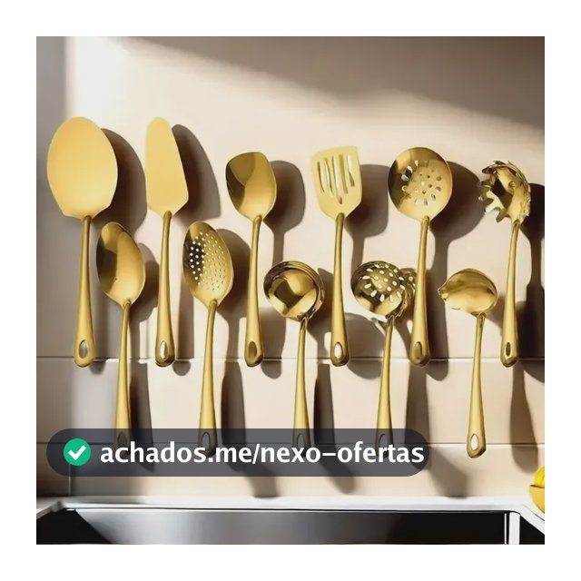 Kit 11 Peças Utensílios De Cozinha Aço Inoxidável Dourado Dourado