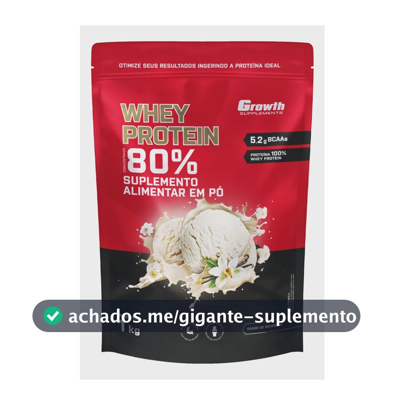 Whey Protein Growth Concentrado 1kg – Sabor Baunilha