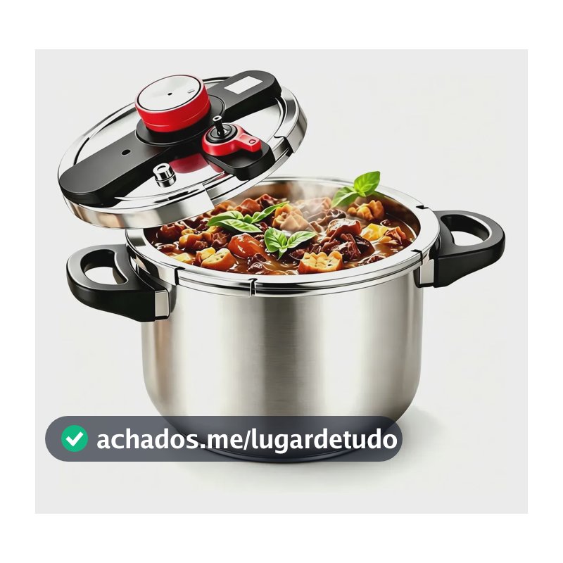 Panela De Pressão Inox Para Fogão A Gás E Indução 8 Litros Prateado