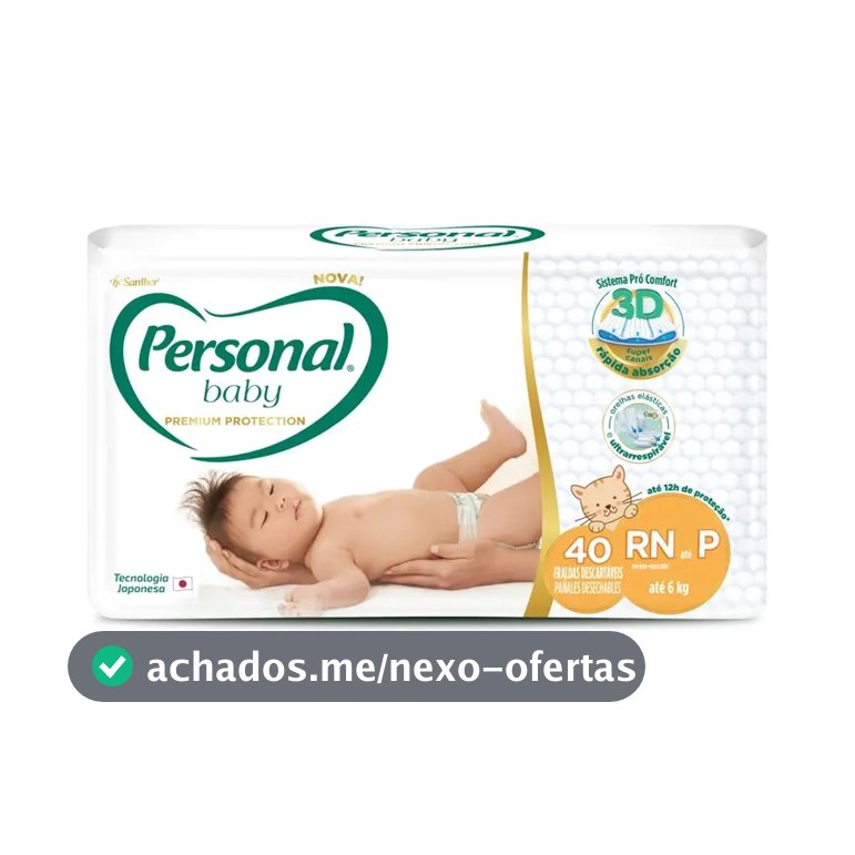 Fralda Personal Baby Premium Protection - Tam: RN até P Com 40 Fraldas