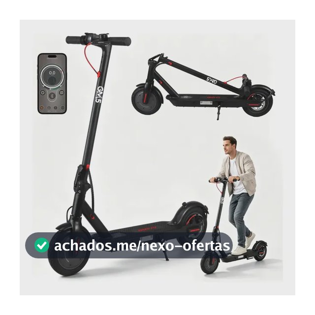 Patinete Elétrico GM5 P1 Preto Dobrável com Bluetooth, 25 Km/h e Autonomia de 22 Km