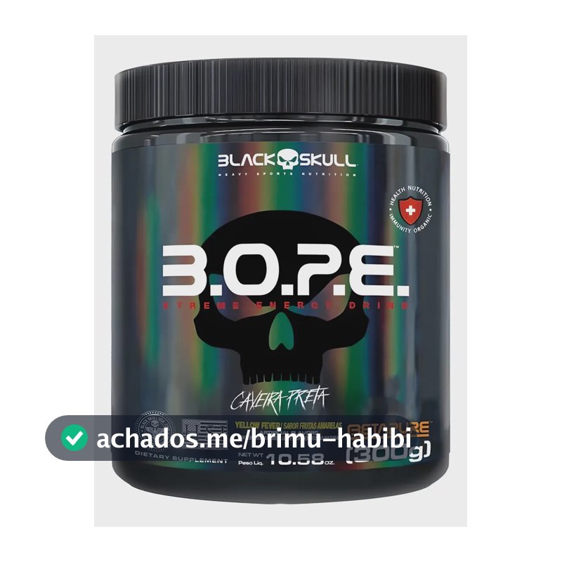Pré-Treino B.O.P.E. Black Skull em Pó, 300g Sabor Frutas Amarelas