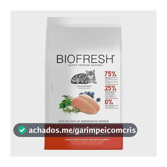 Biofresh Super Premium Natural ração para gatos castrados sabor frango 7.5kg