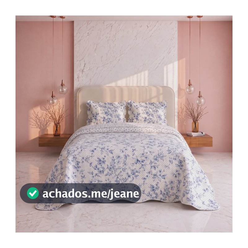 Colcha Cobre Leito Floral Leve Verão Dupla Face Kit 3 Peças Hortênsia