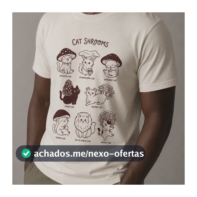 Camiseta Cat Shrooms Branco Cat P Personalizado