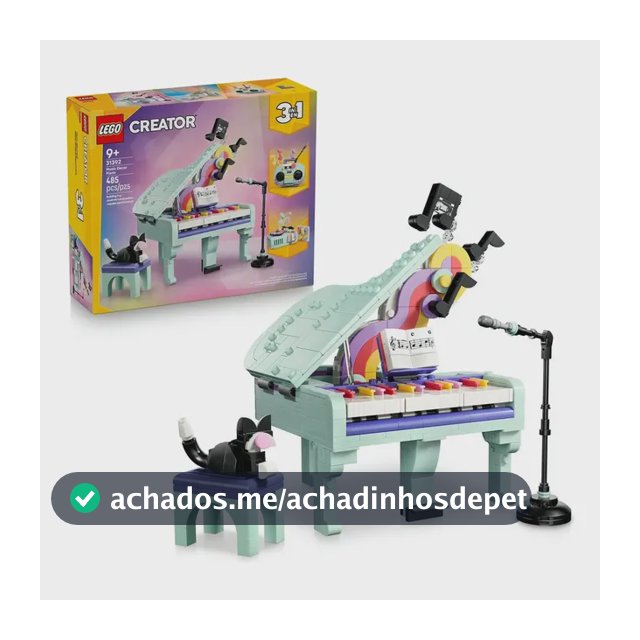 LEGO Creator 3 em 1 Decoração Musical de Piano com Gato 31392; Brinquedo para montar com 3 opções de construção diferentes com as mesmas peças; Ideia de presente Dia das crianças; 9+