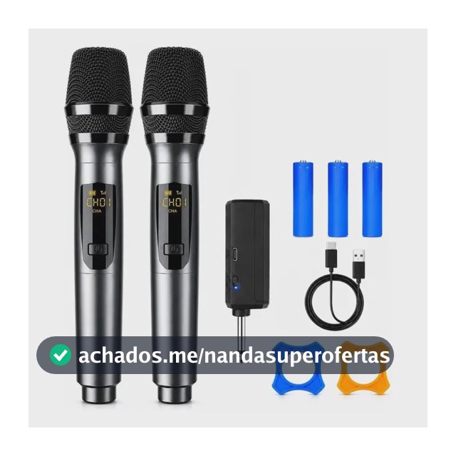 Microfone Sem Fio Duplo UHF Profissional Preto Recarregável Led Karaokê Palestras Shows Igrejas Apresentações Mzcell
