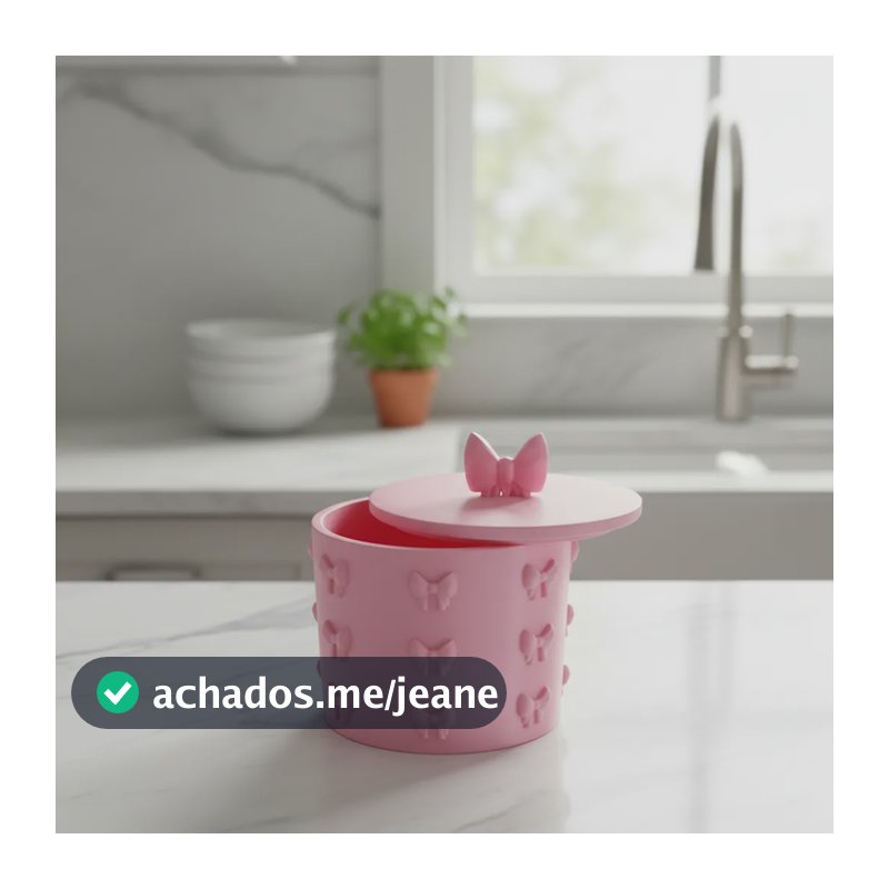 Recipiente De Laço Com Tampa  Moderno E Delicado  Penteadei Rosa