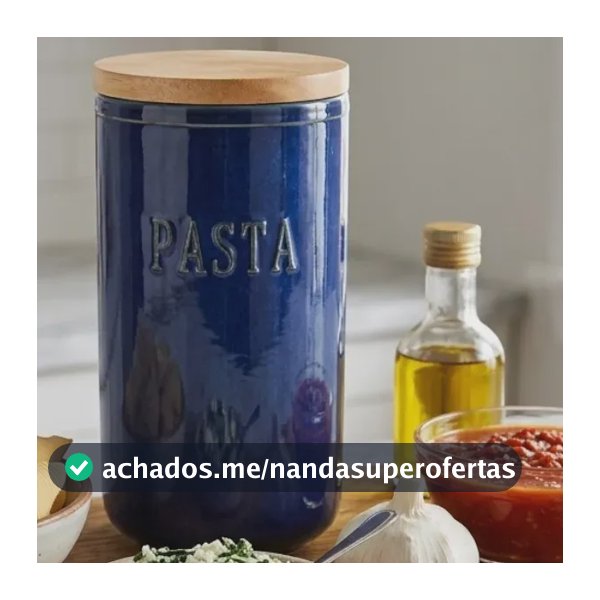 Pote Organizador Pasta Massa Cerâmica Azul Tampa Hermética