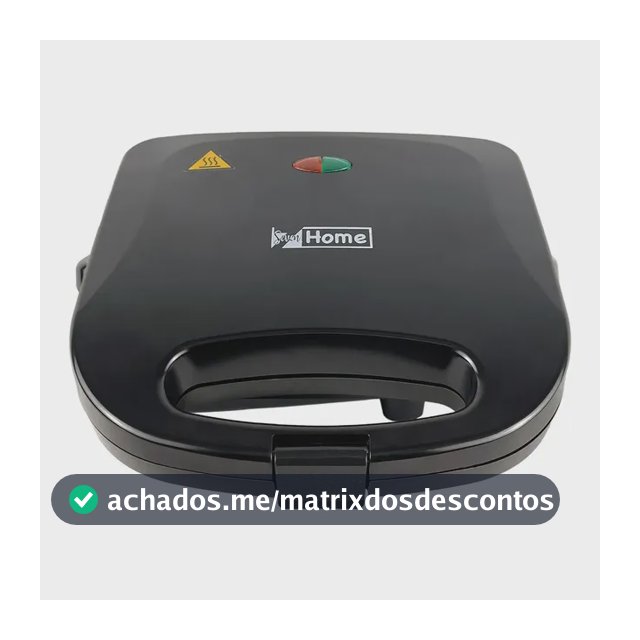 Sanduicheira Grill Antiaderente Preta 750W SAN004 - Seven Home