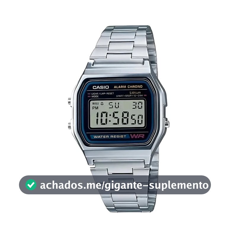 Relógio Unissex Casio Digital Esportivo A158wa-1df Prata Retrô Vintage Pulseira em Aço Inoxidável