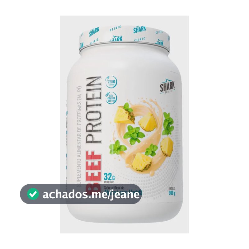 Proteína bovina isolada Shark Pro Whey Beef Zero Lac 900G em pó sabor Abacaxi com hortelã x 900g