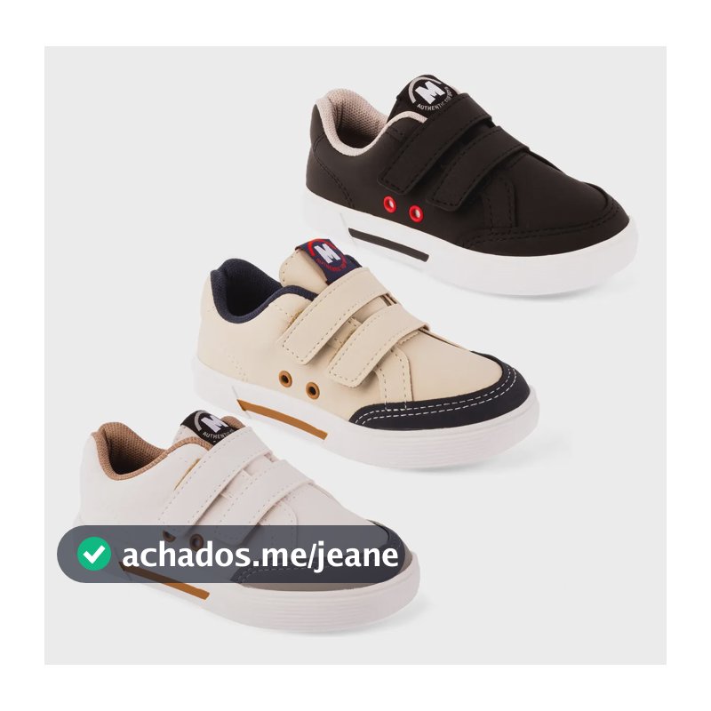 Tênis Molekinho Infantil Menino Escolar Conforto Velcro 2136 Branco E Cinza 25 Br