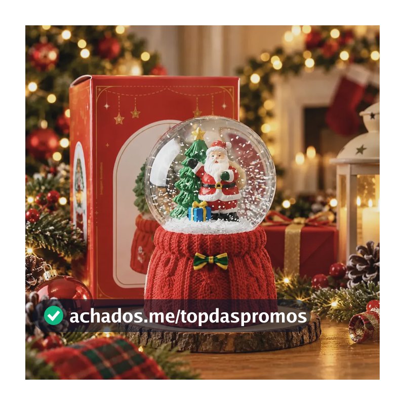 Luminaria Globo De Neve Natalino Nhame Papai Noel Led 9cm Vermelho/transparente Globo De Neve