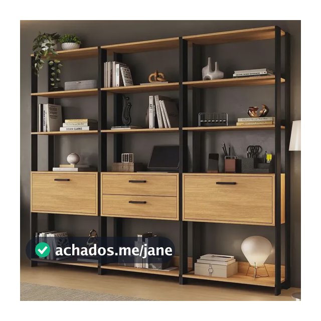 Estante de Escritório Modulada 2 Portas 2 Gavetas 219cm Texas Multimóveis MP6060