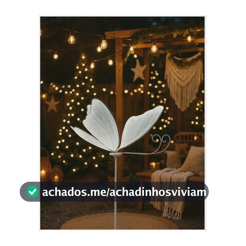 Borboleta Decoração Enfeite Árvore de Natal 60cm Bivolt Luminária Natalina Butterfly Star Premium Estática Branco Frio