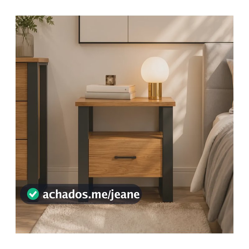 Mesa De Cabeceira 60cm Mdf Com Gaveta E Nicho Moderna