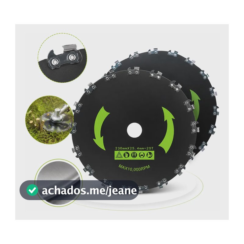 Kit 2 Disco Roçadeira 20 Dentes Cortador Grama Jardim 25,4mm