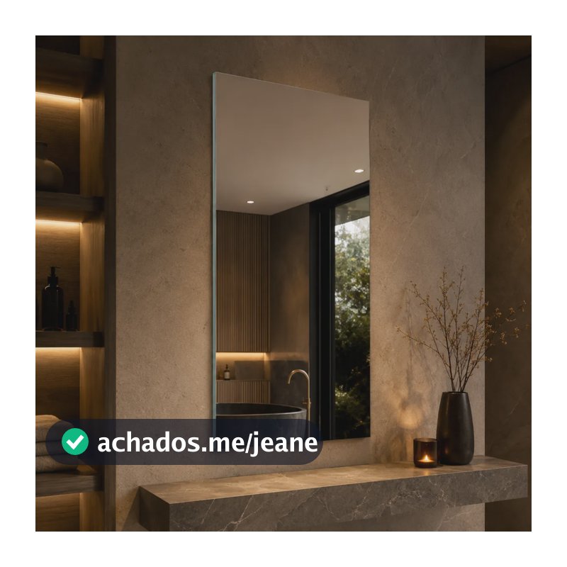 Espelho Mirano Lisboa 80x40cm Design Lapidado Luxo Moderno Suporte