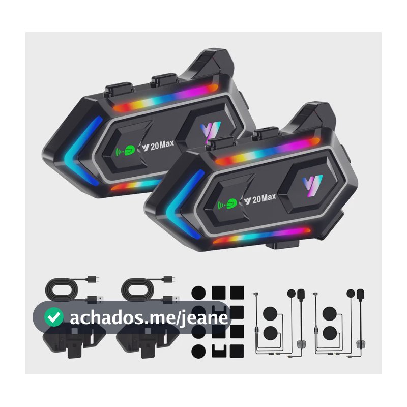 Fone Intercomunicador Capacete Moto Bluetooth 5.3 800m Y20MAX IPX6