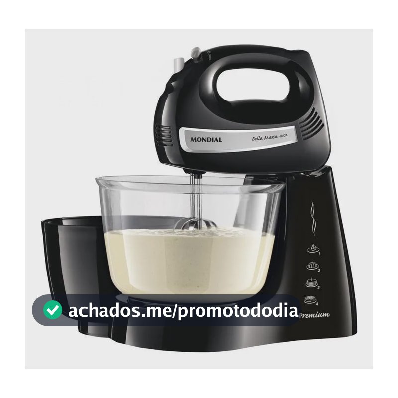 Batedeira Mondial 500w Bella Massa B-23 Np Preto E Inox 110v