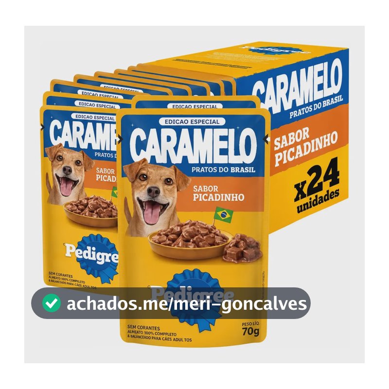 Kit 24 Pedigree Sachê Caramelo Ad Picadinho Ração Úmida