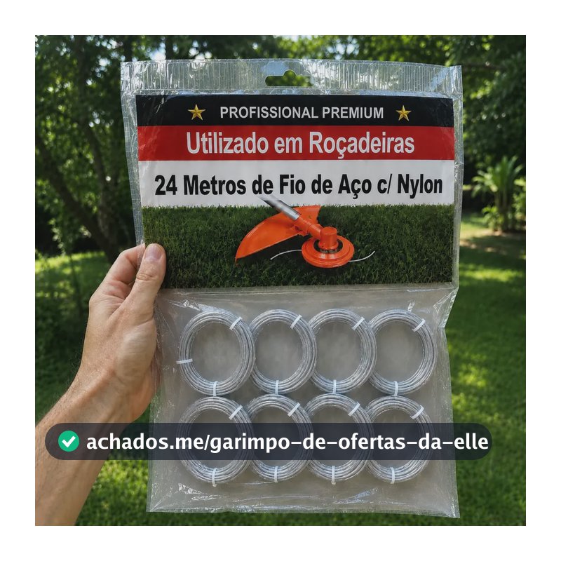 Fio Nylon C/ Aço Roçadeira 3mm Cortador Grama Stihl Toyama Cinza