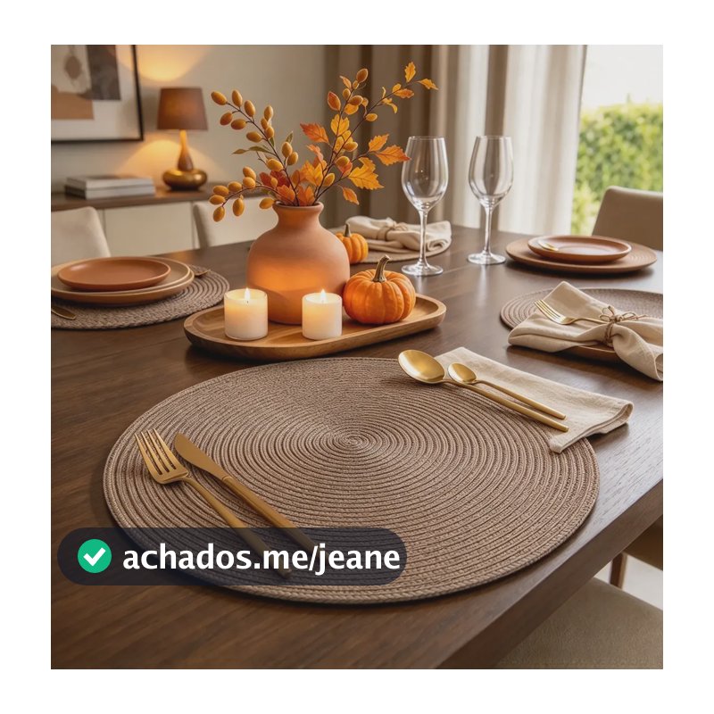 Kit 6 Jogo Americano Redondo Sousplat 38cm Mesa Posta Jantar Marrom
