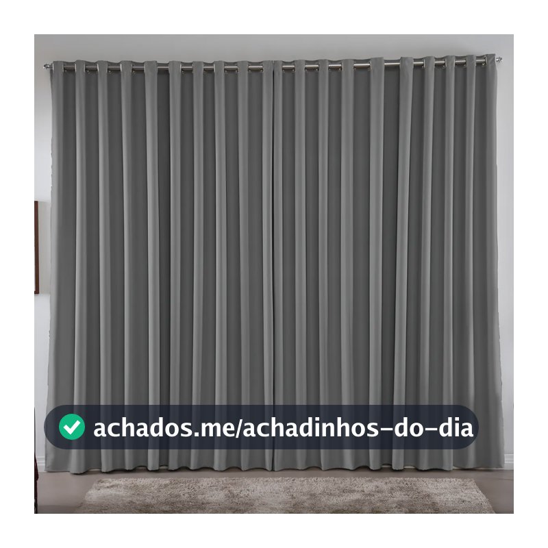 Cortina 3,00x2,80 Metros Blackout Blecaute Cinza Corta Luz Em Tecido Grosso Para Quarto E Sala Casa Laura Enxovais