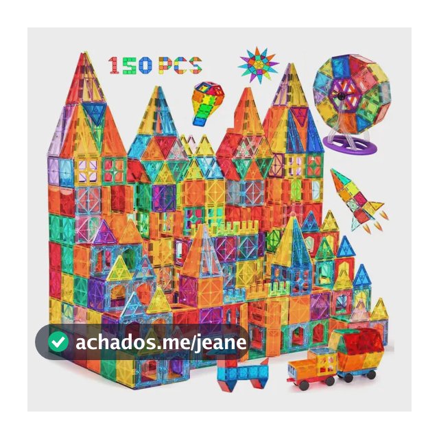 Blocos Magnéticos 150 Peças Formas Geométricas Coloridas e Acessórios